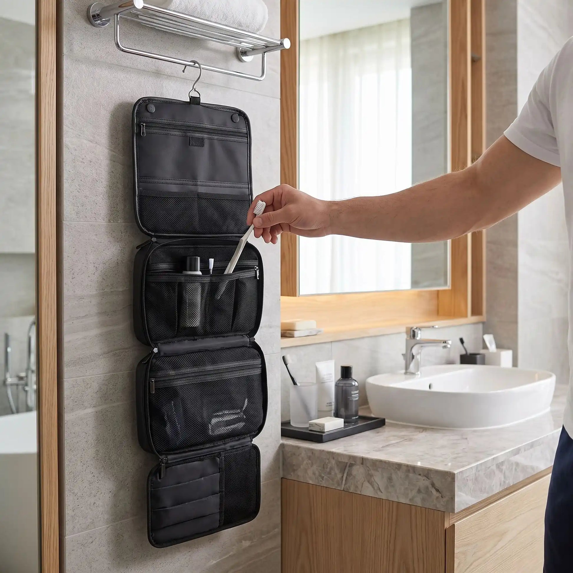 trousse de toilette homme multi compartiments pratique
