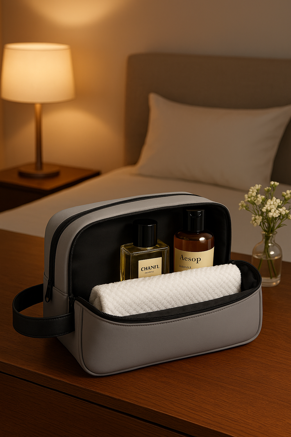 trousse de toilette homme voyage dans chambre