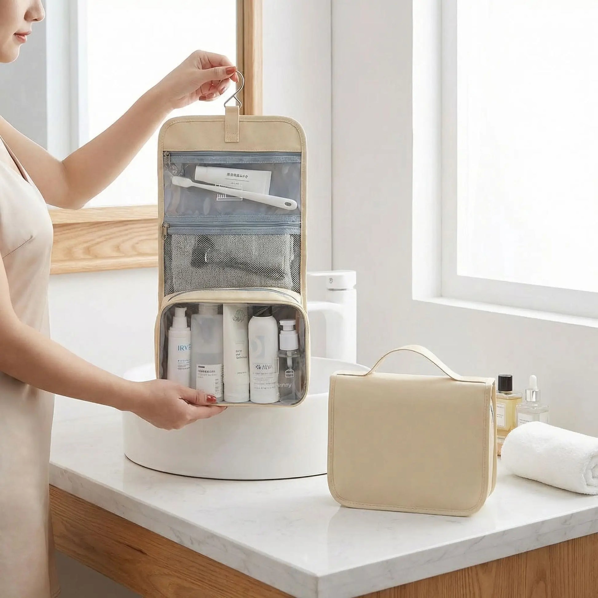 trousse de toilette pliable