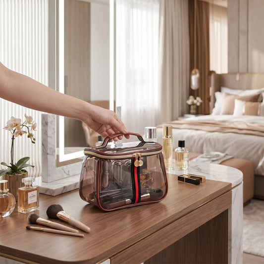trousse de toilette vanity femme cafe