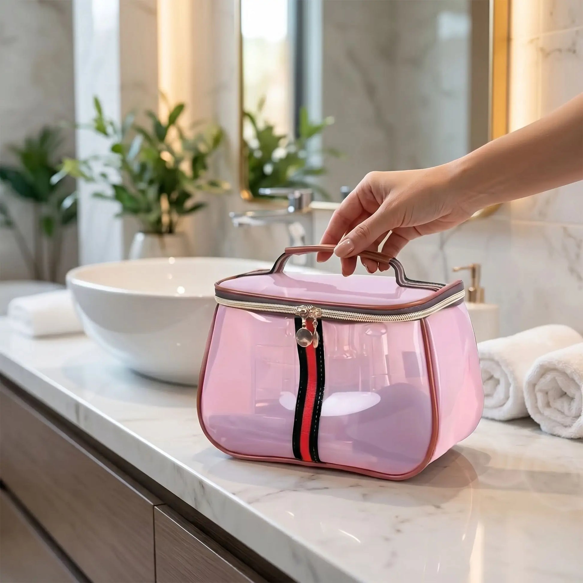 trousse de toilette vanity femme rose