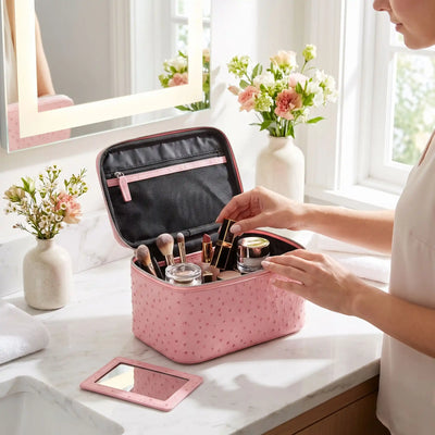 trousse maquillage cuir femme pratique