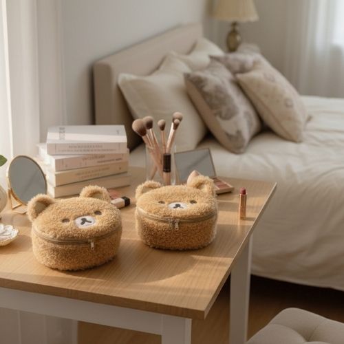 trousse maquillage motif ours