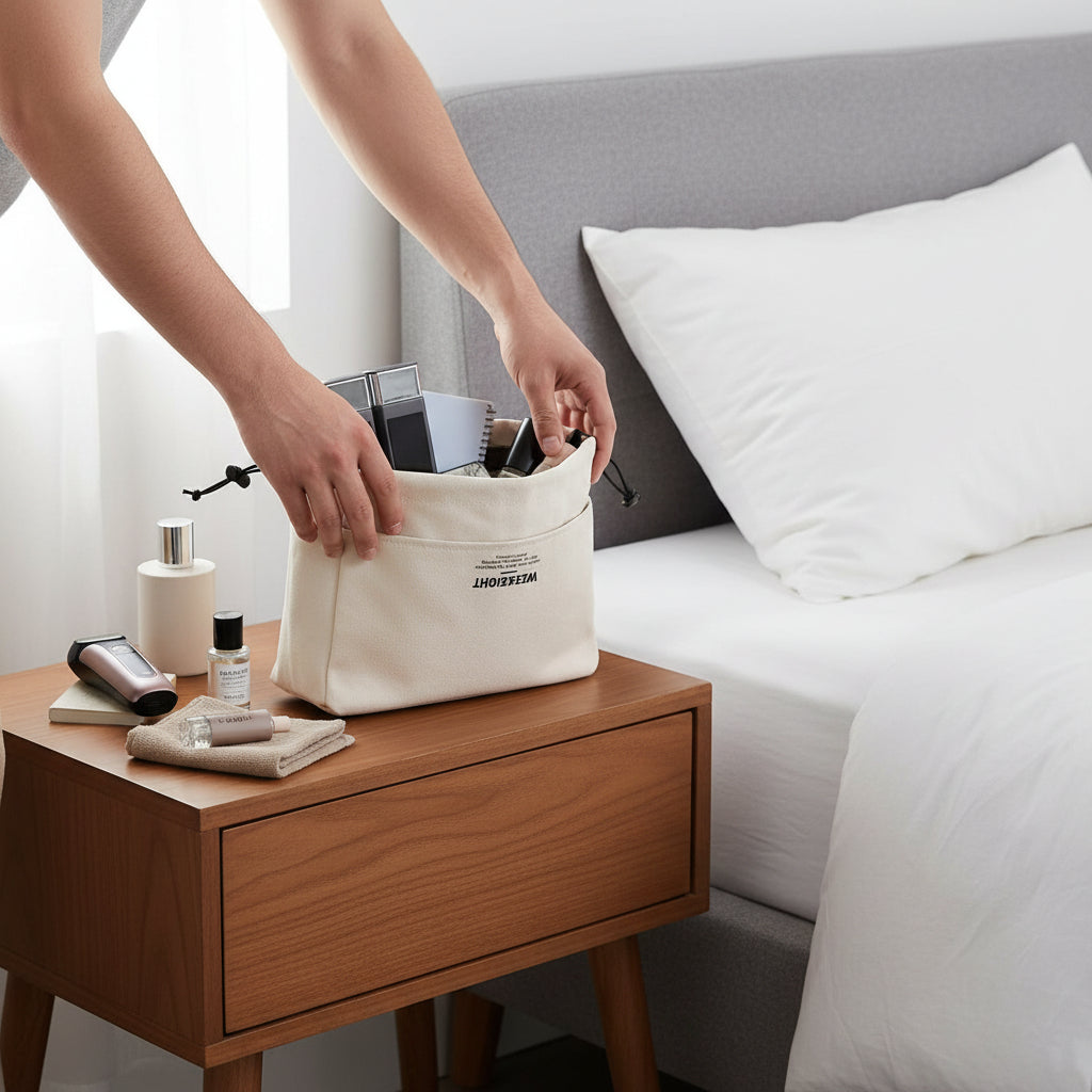 trousse toilette voyage homme poser table