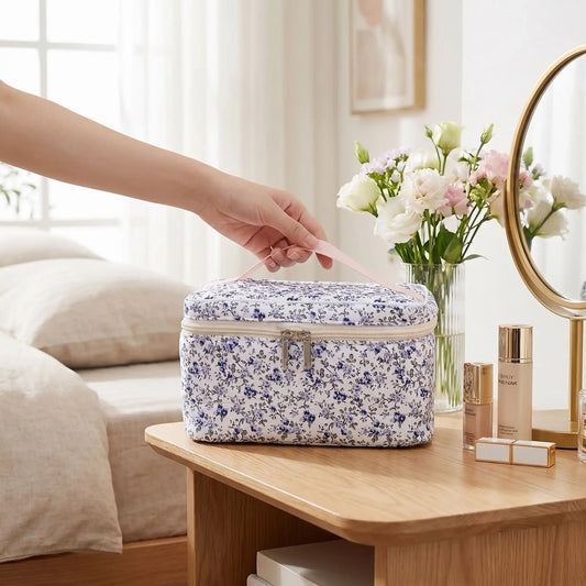 trousse vanity femme bleu