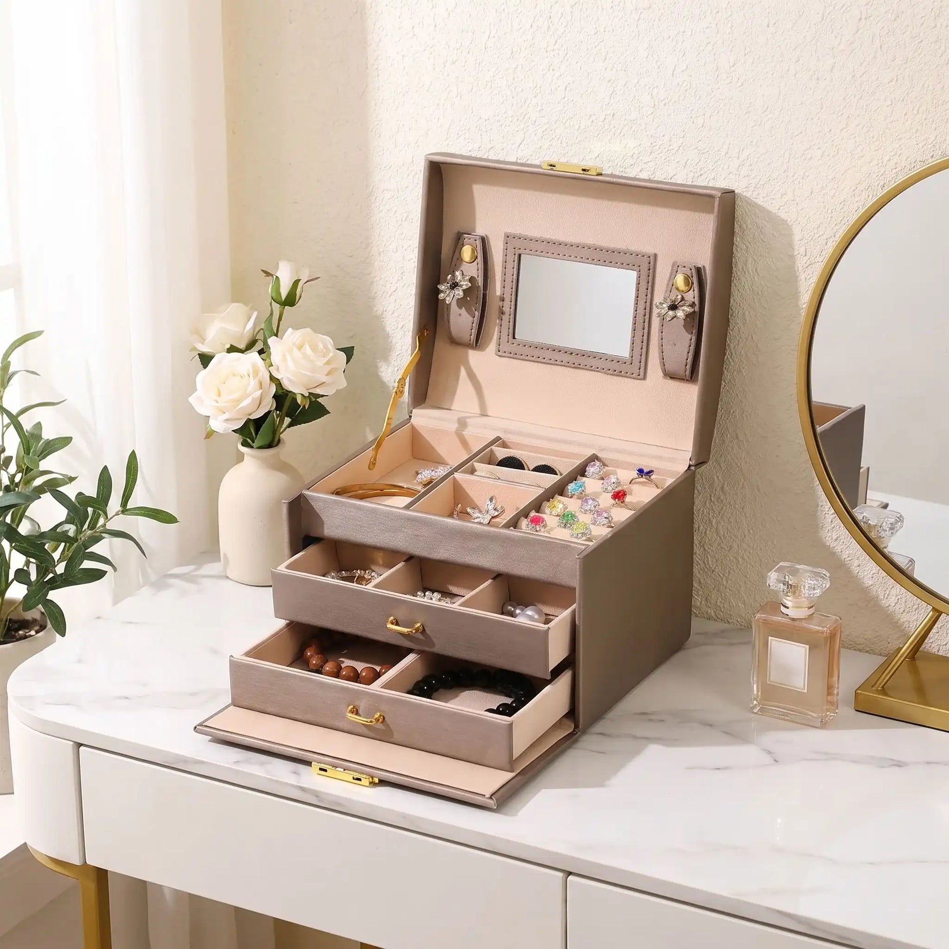 vanity bijoux de voyage pour femme beige