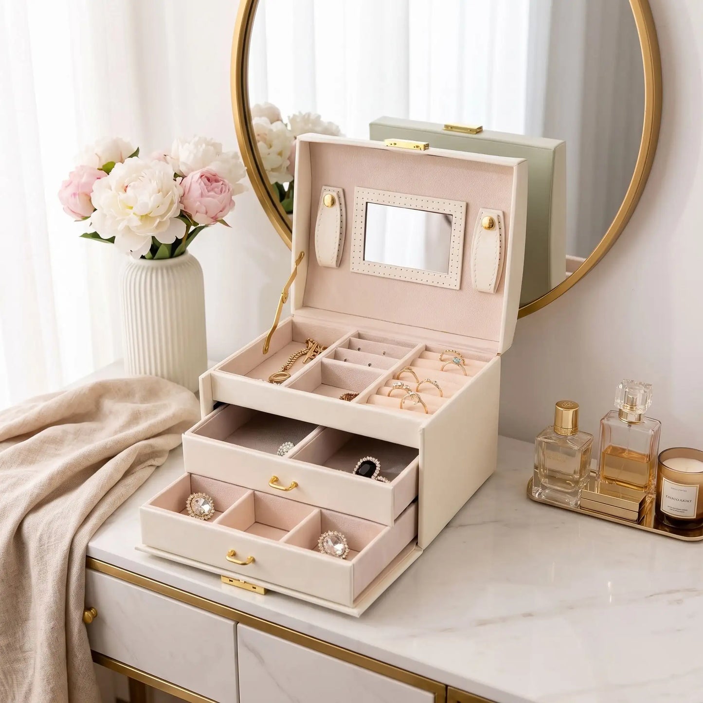 vanity bijoux de voyage pour femme blanc