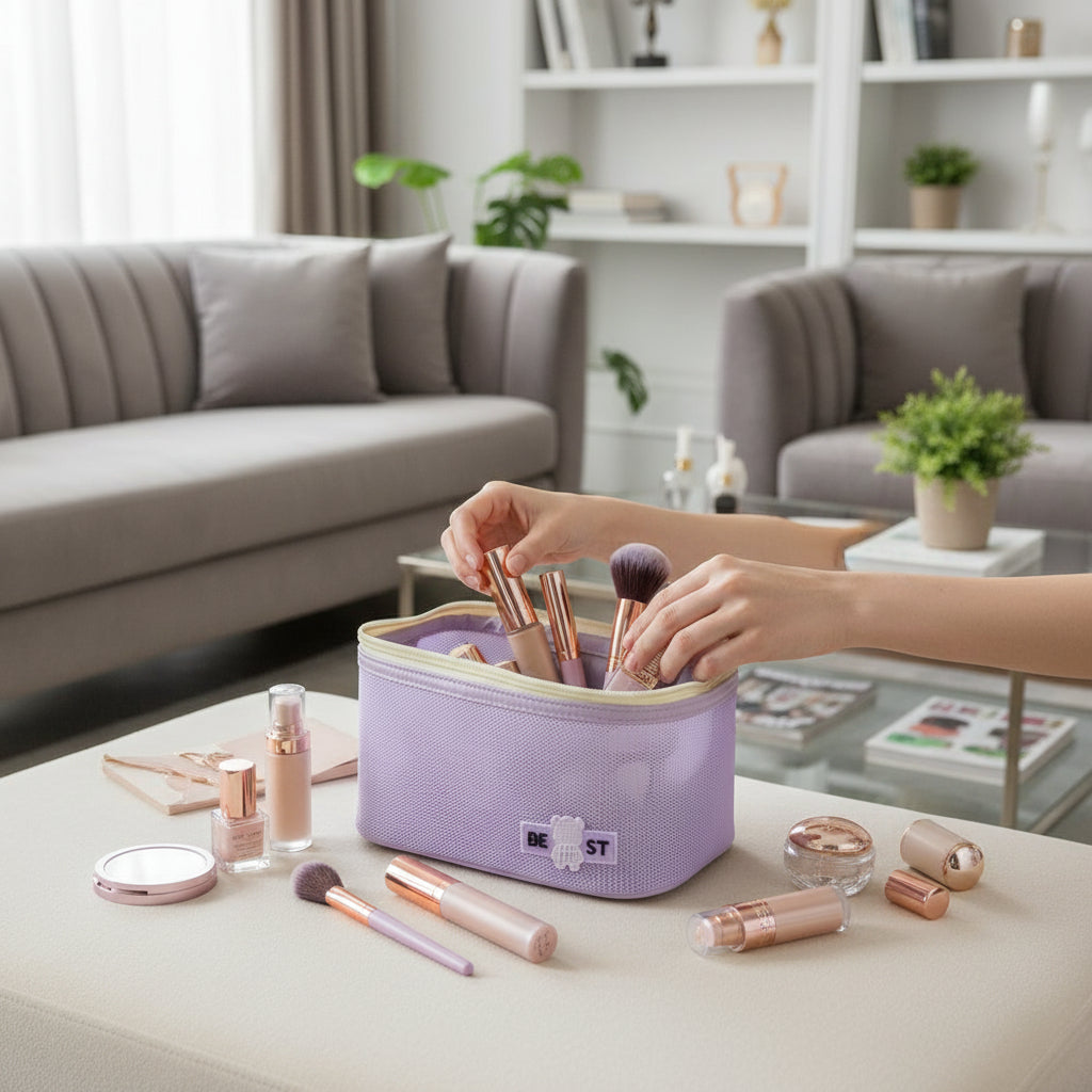 vanity case rempli maquillage