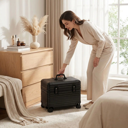 vanity case rigide avec serrure pour femme noir