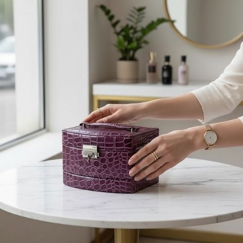 vanity cuir femme violet