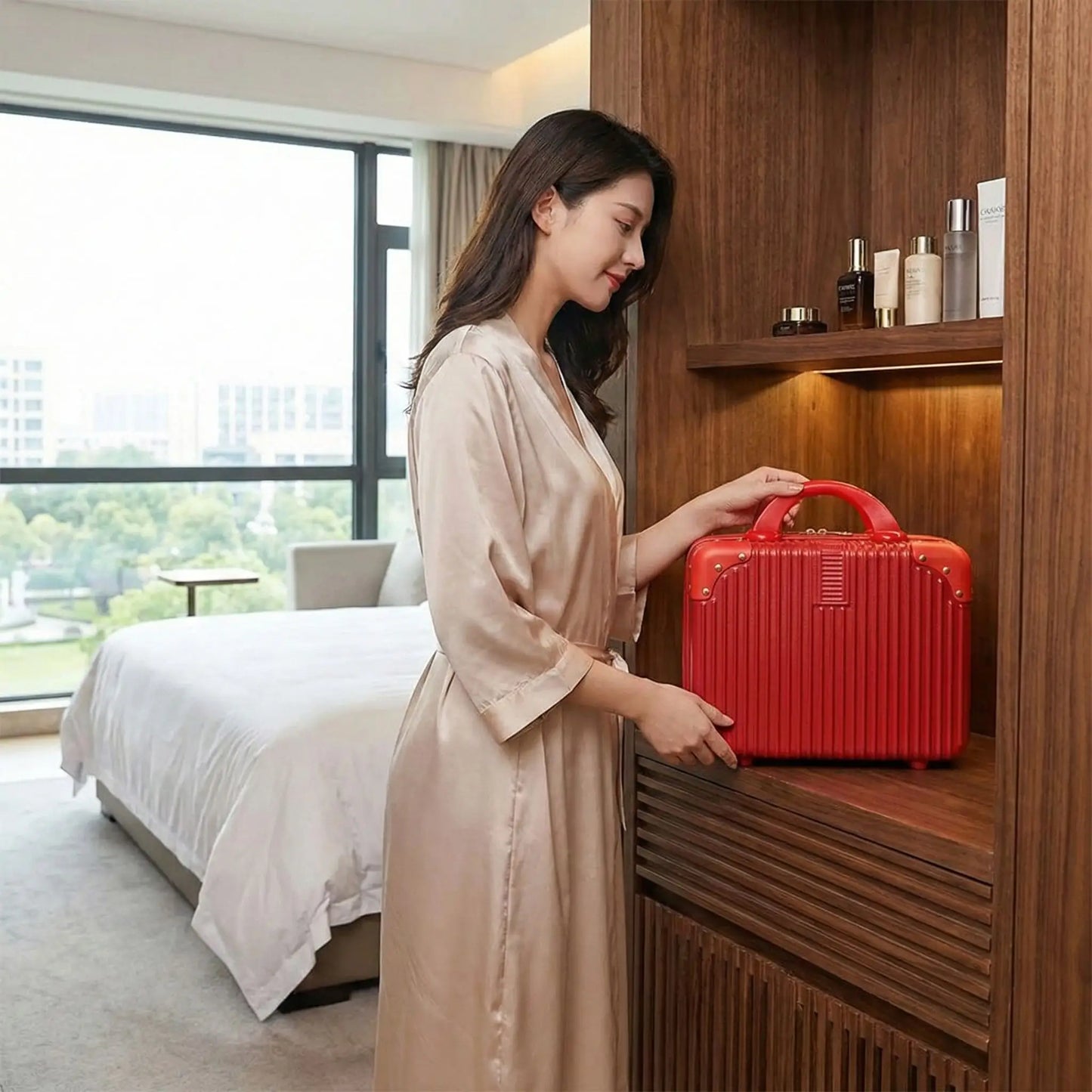 vanity de voyage pour femme rouge magnifique