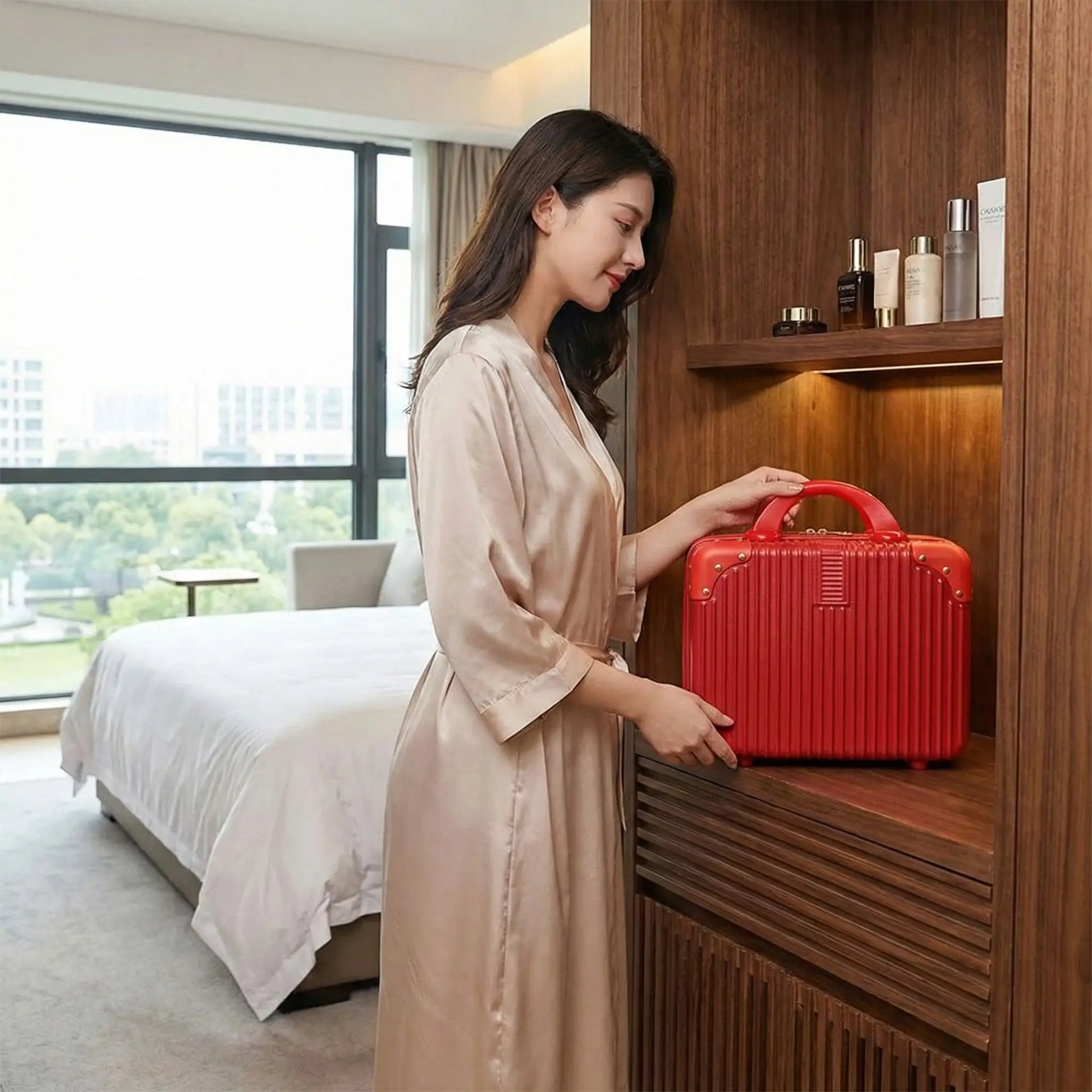 vanity de voyage pour femme rouge magnifique