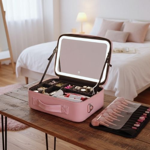 vanity femme chic avec miroir lumiere