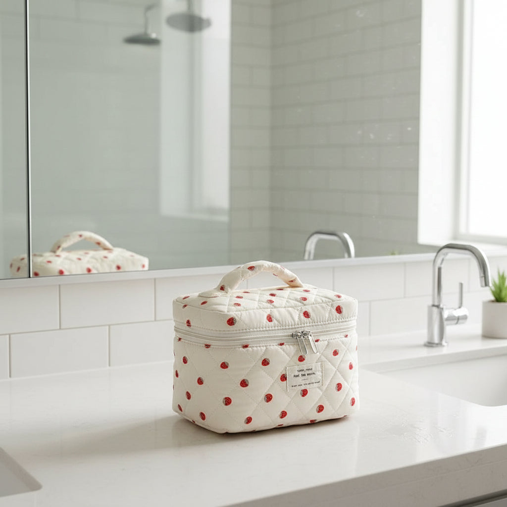 vanity femme devant miroir