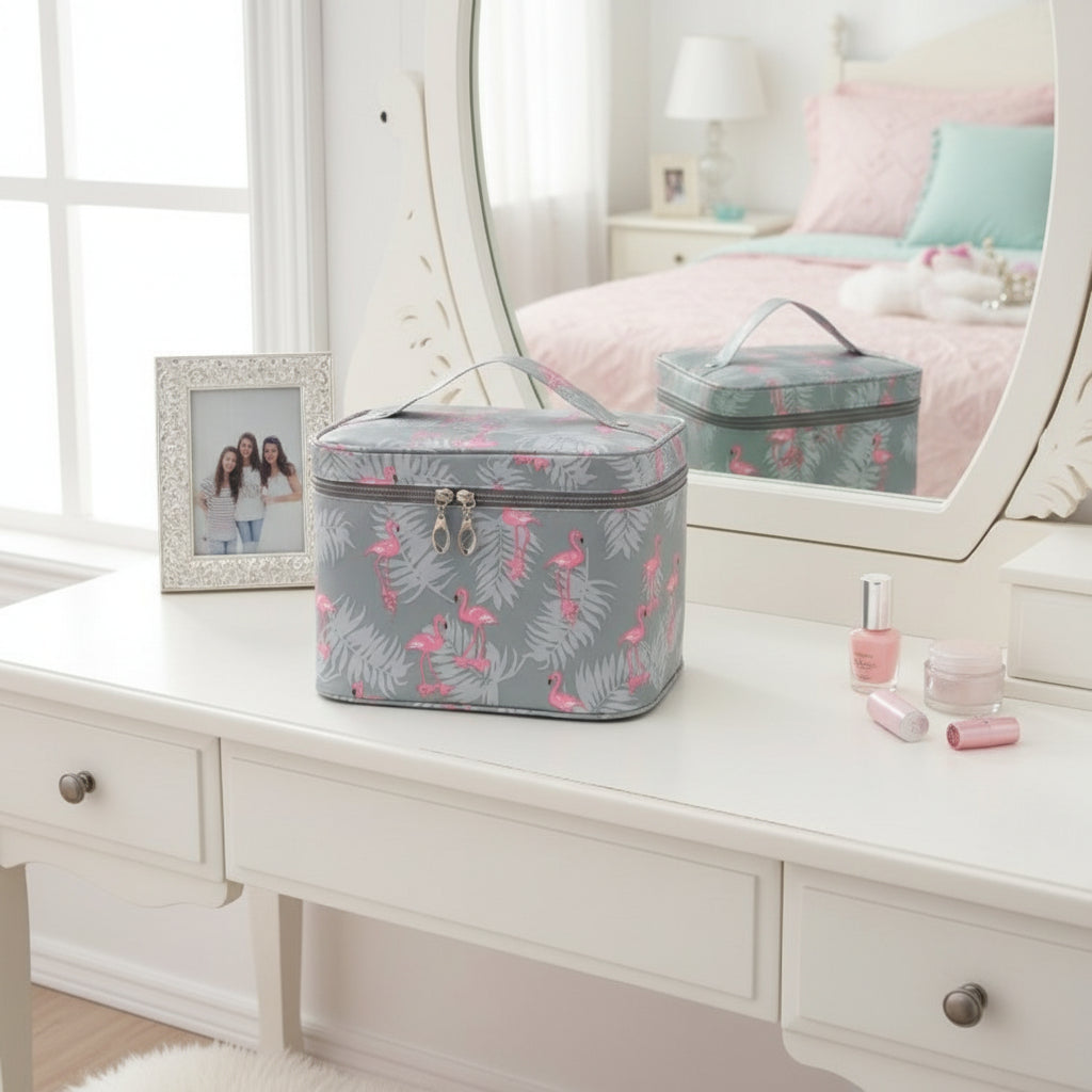 vanity femme gris flamant rose