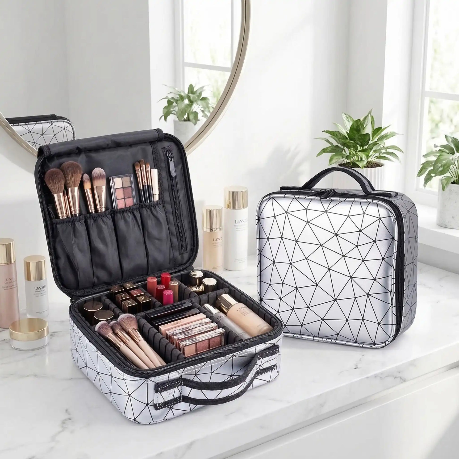 vanity femme marbre argentee