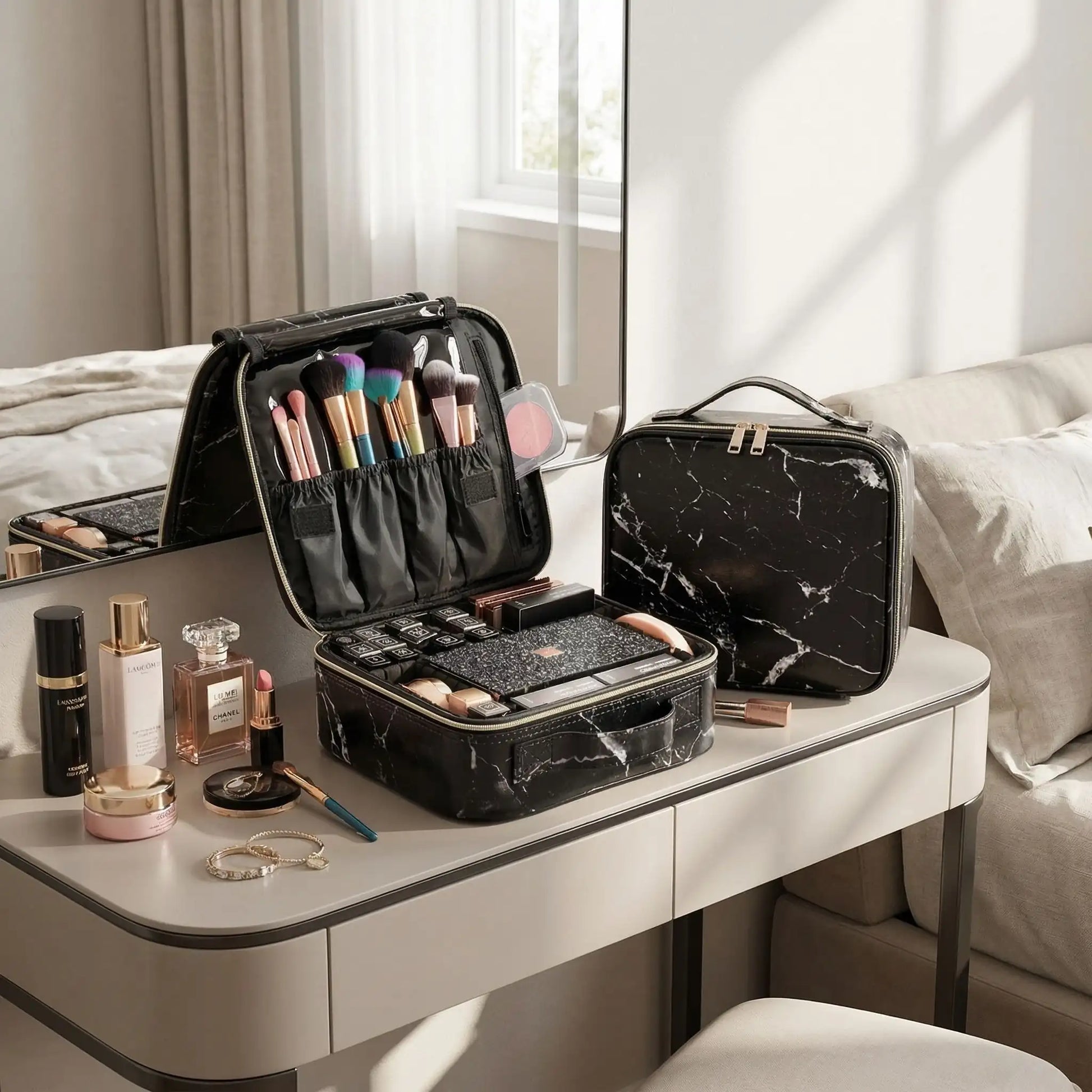 vanity femme marbre noir