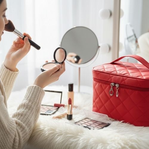 vanity femme posee devant petit miroir