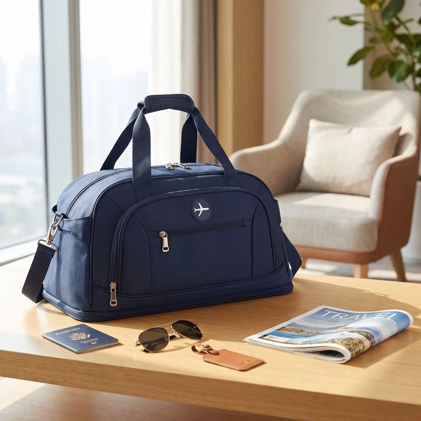 vanity femme pour avion cabine bleu
