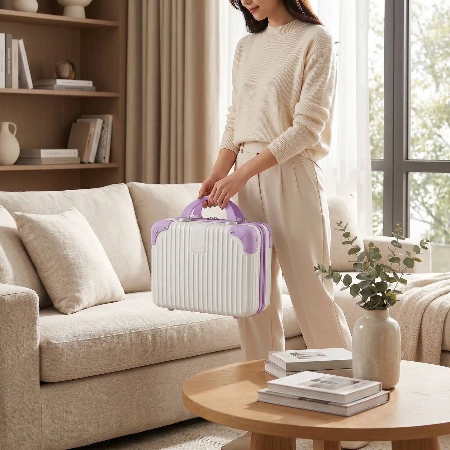 vanity femme rigide blanc brillant mauve