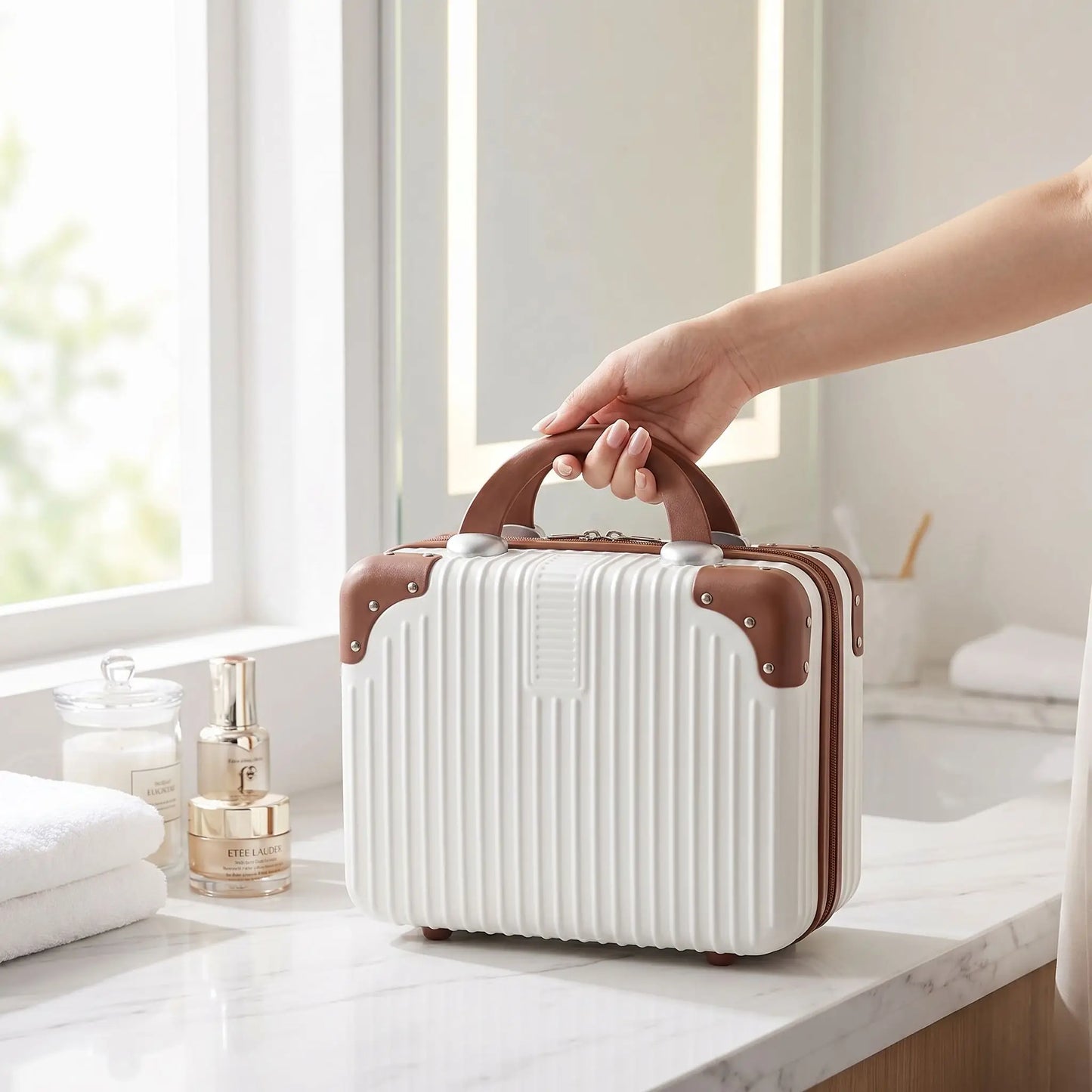 vanity femme rigide blanc marron