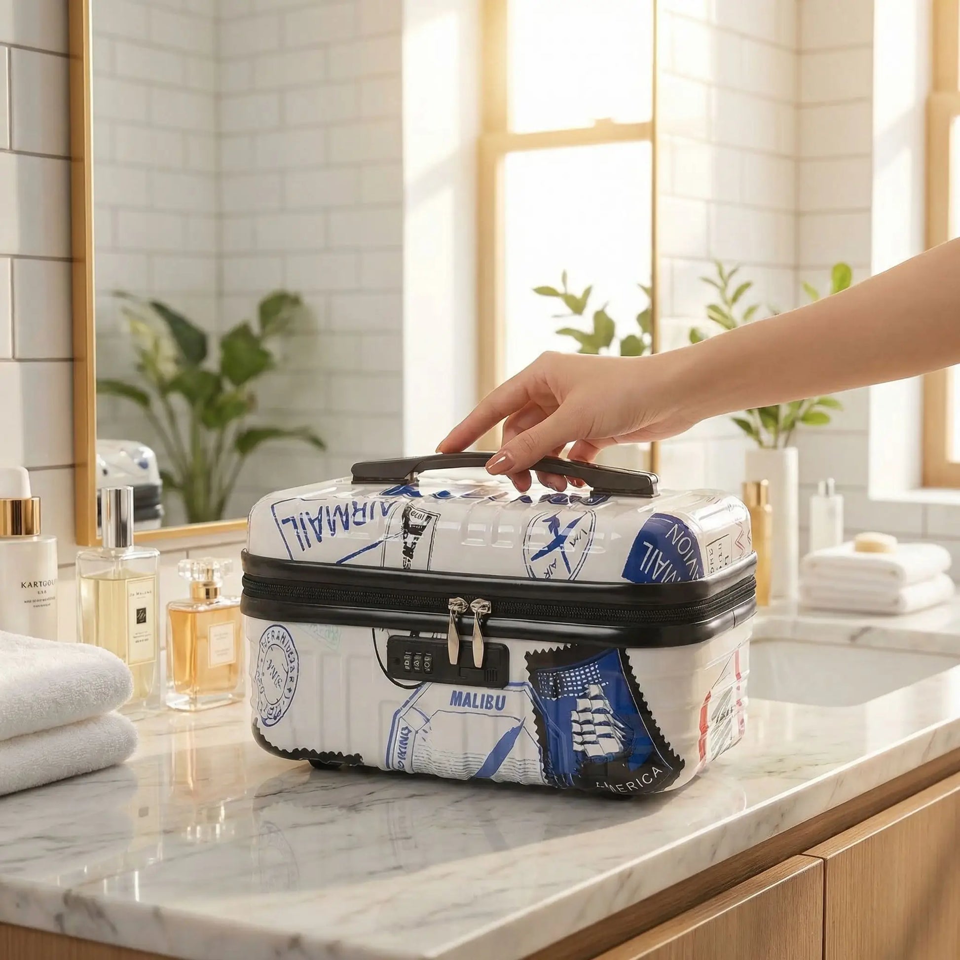 vanity femme rigide bleu blanc