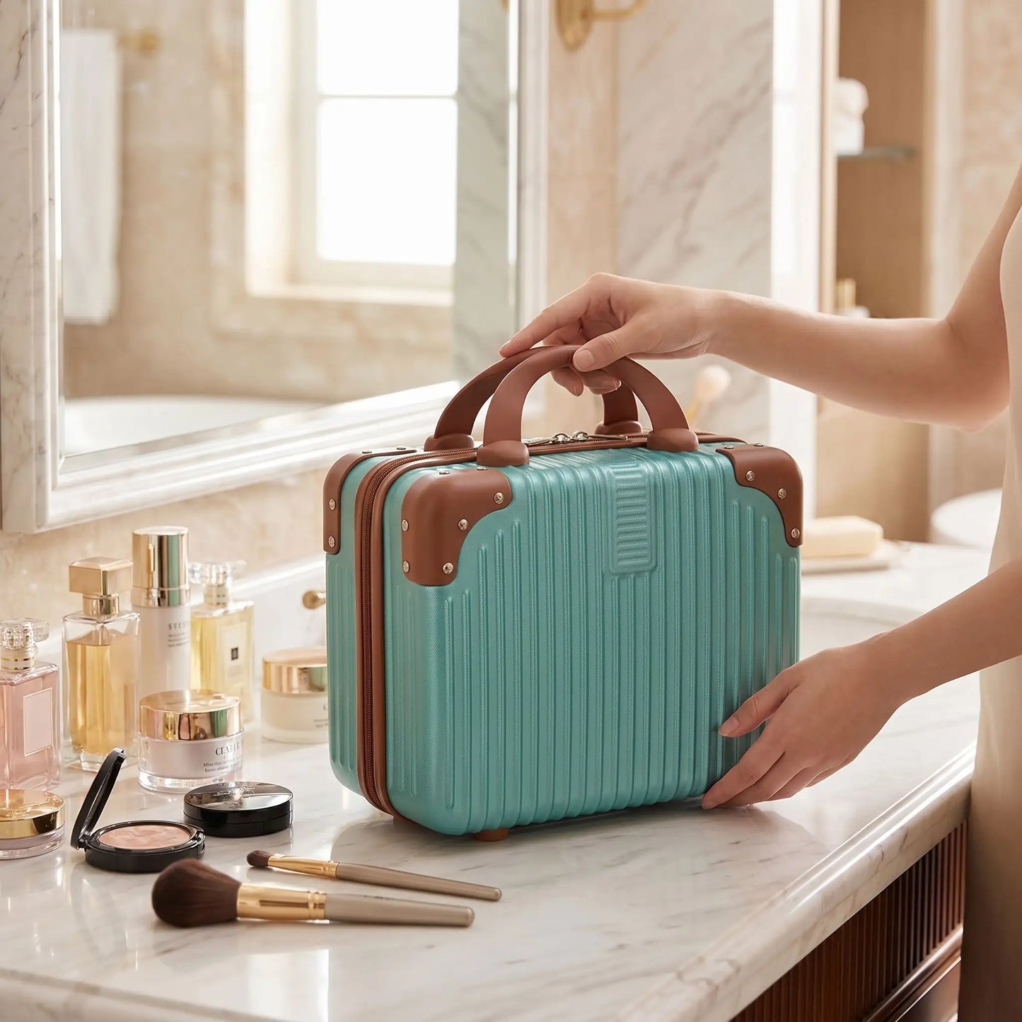 vanity femme rigide vert marron