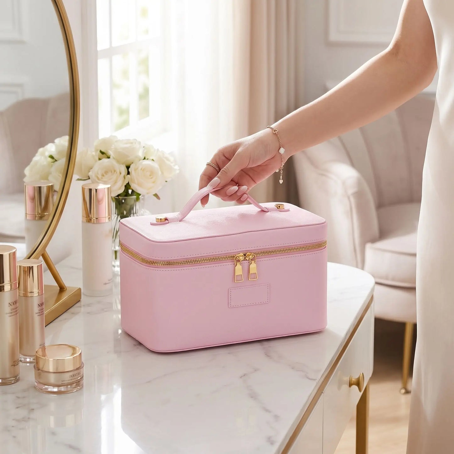 vanity femme semi rigide rose