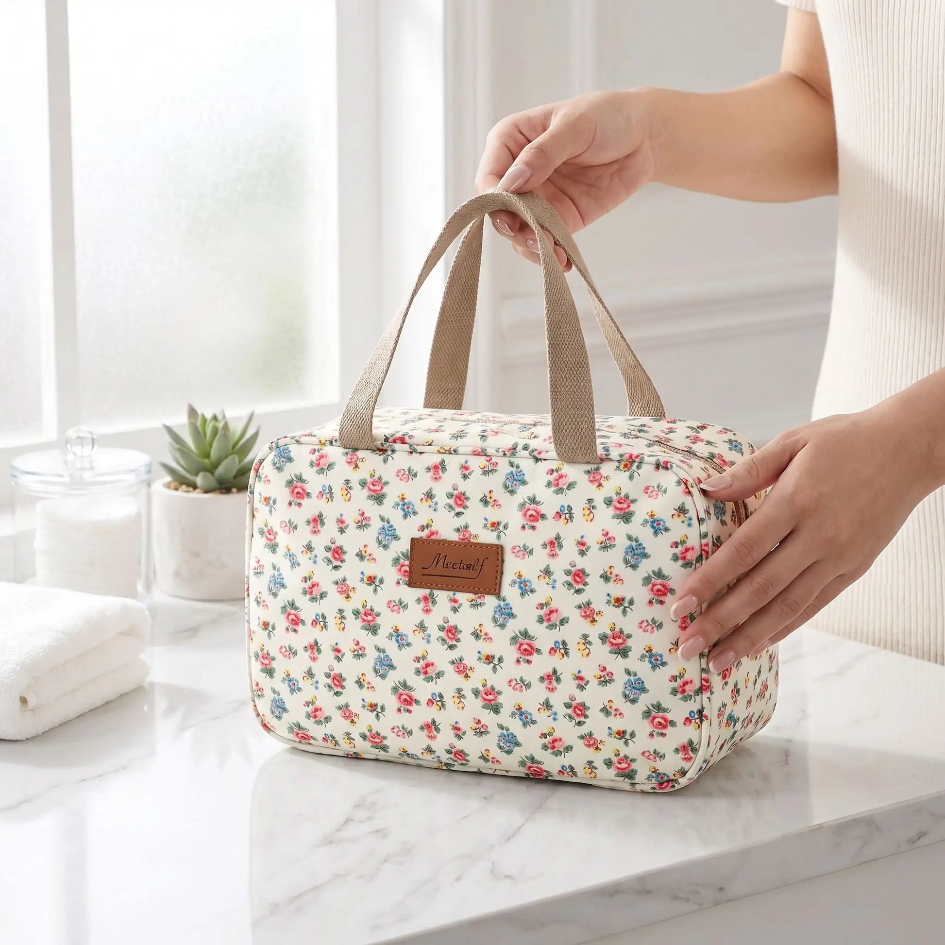vanity femme souple blanc fleuri