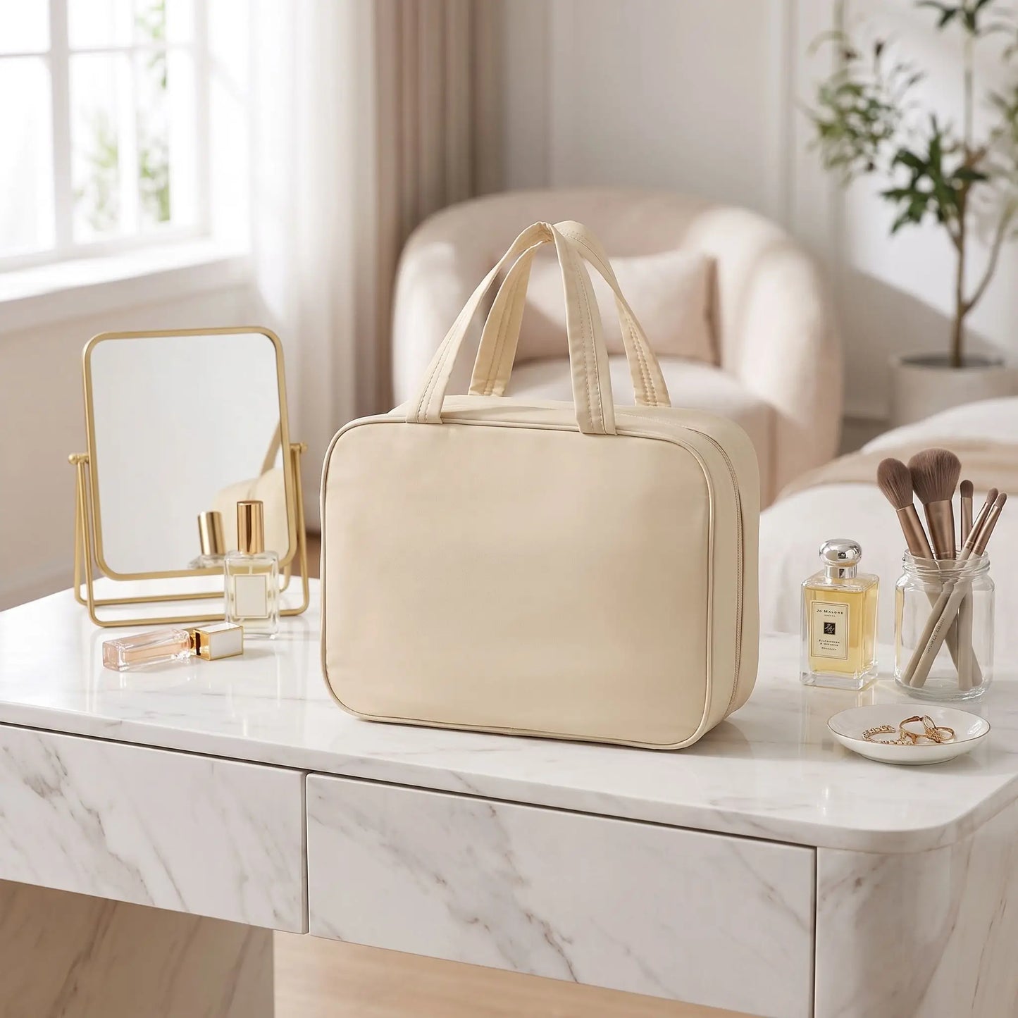 vanity femme spacieux beige