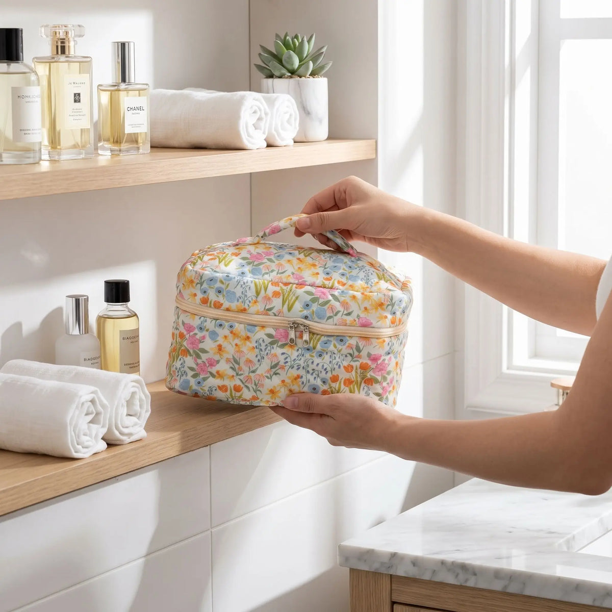 vanity femme tissu ranger meuble