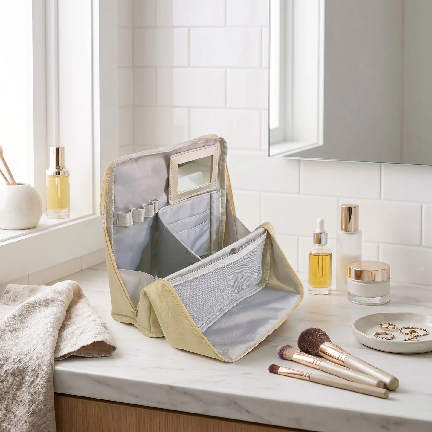 vanity femme voyage compact beige