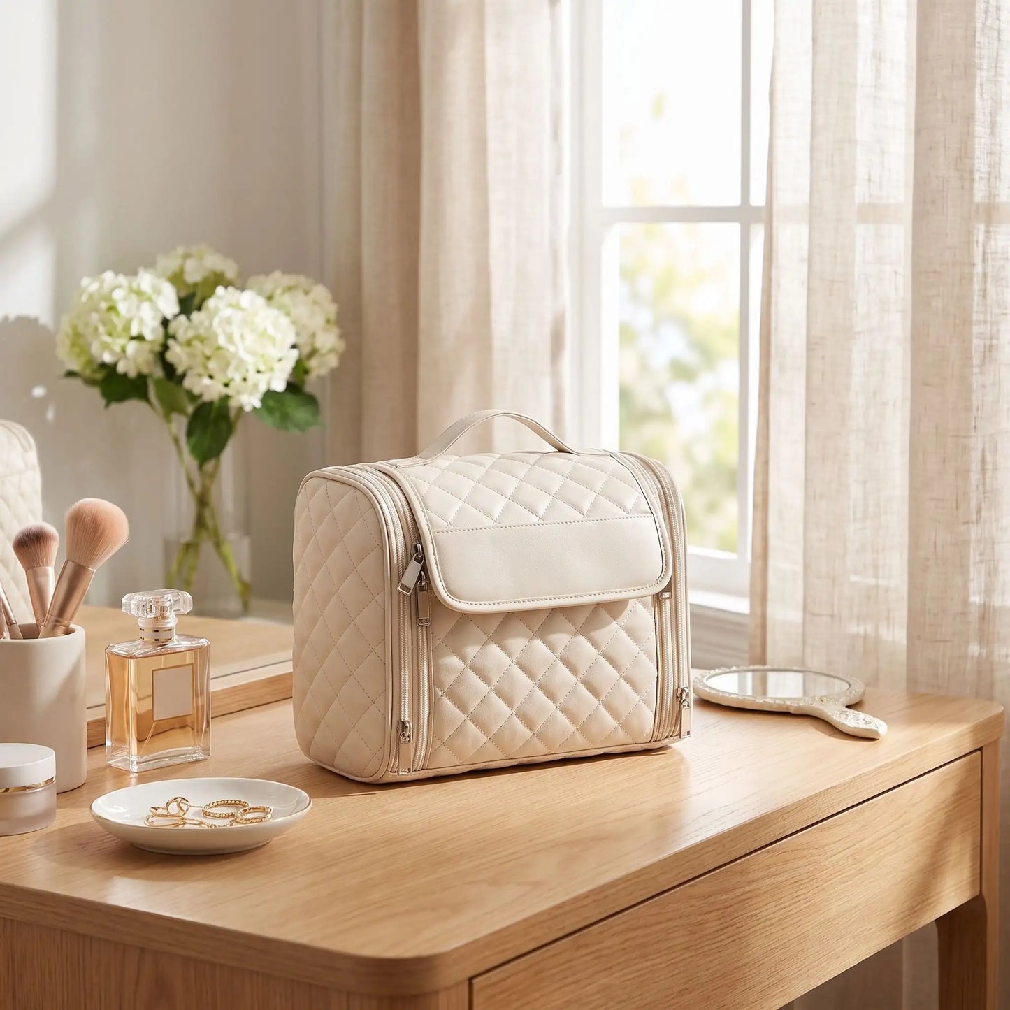vanity femme voyage souple beige