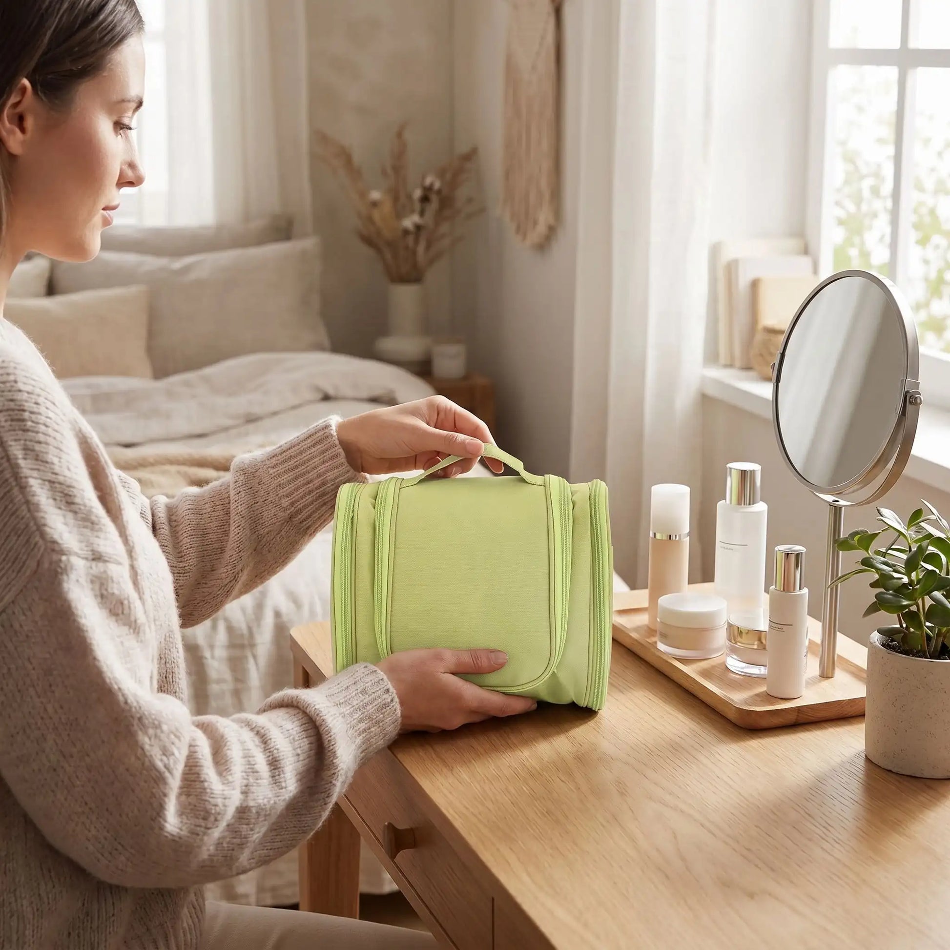 vanity femme voyage vert