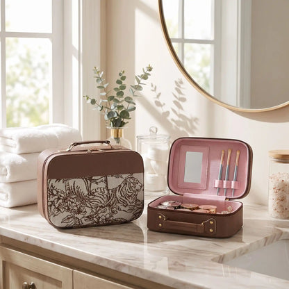 vanity maquillage femme marron blanc