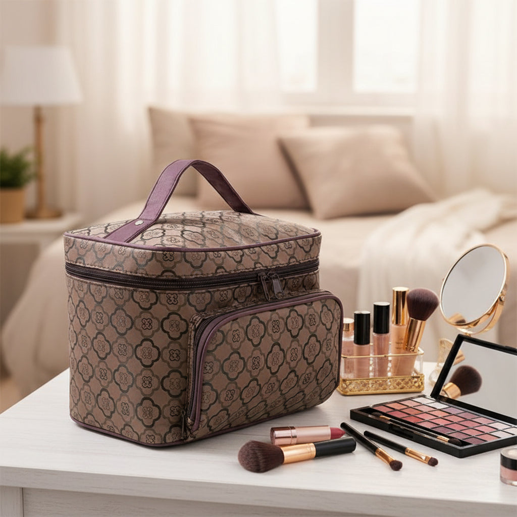 vanity marron motif fleur