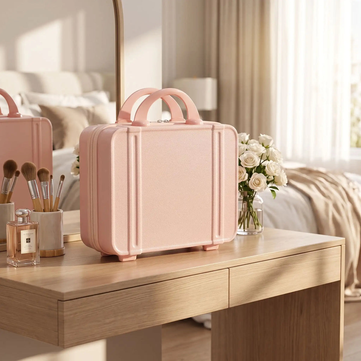 vanity rigide avec compartiments rose