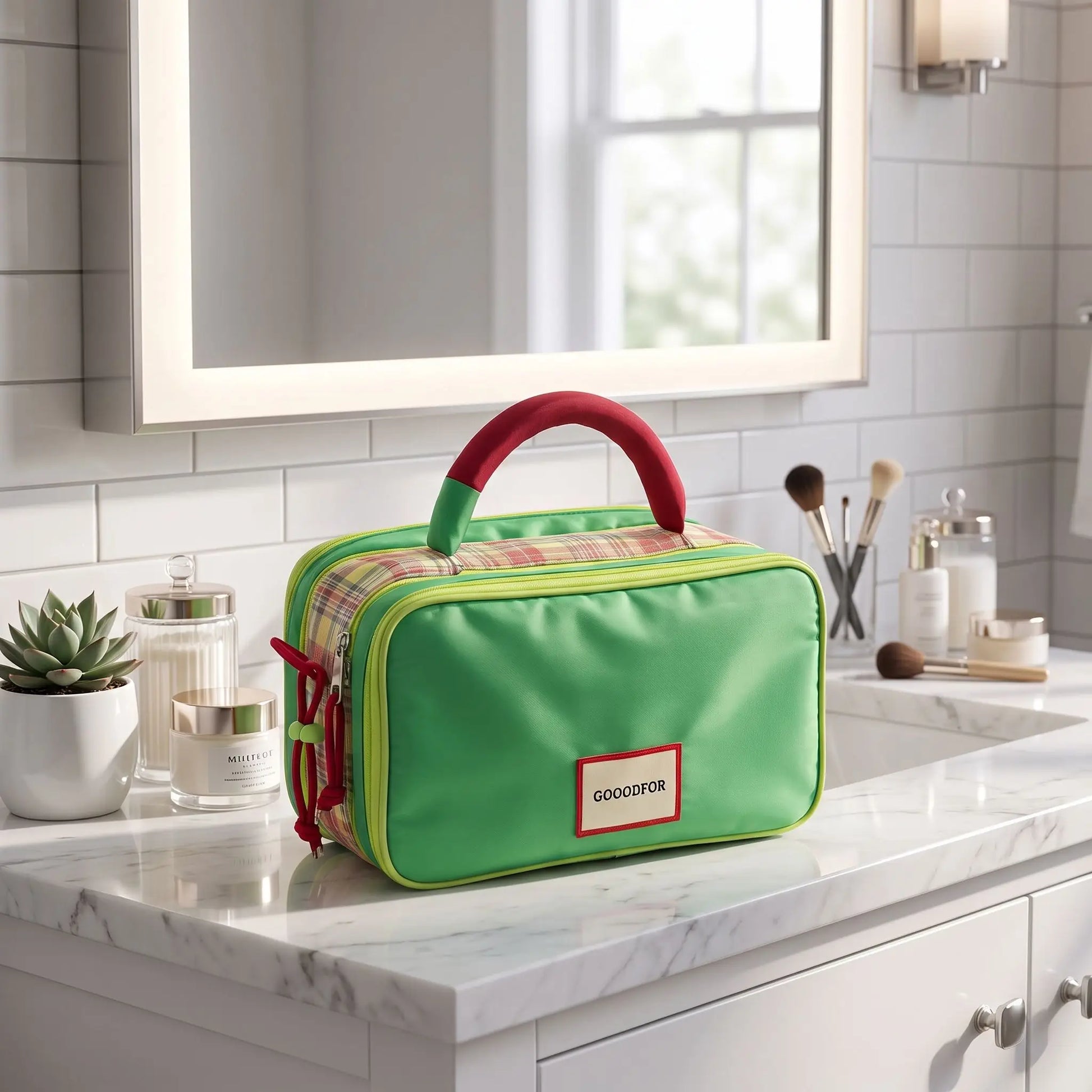 vanity souple femme compartiments vert