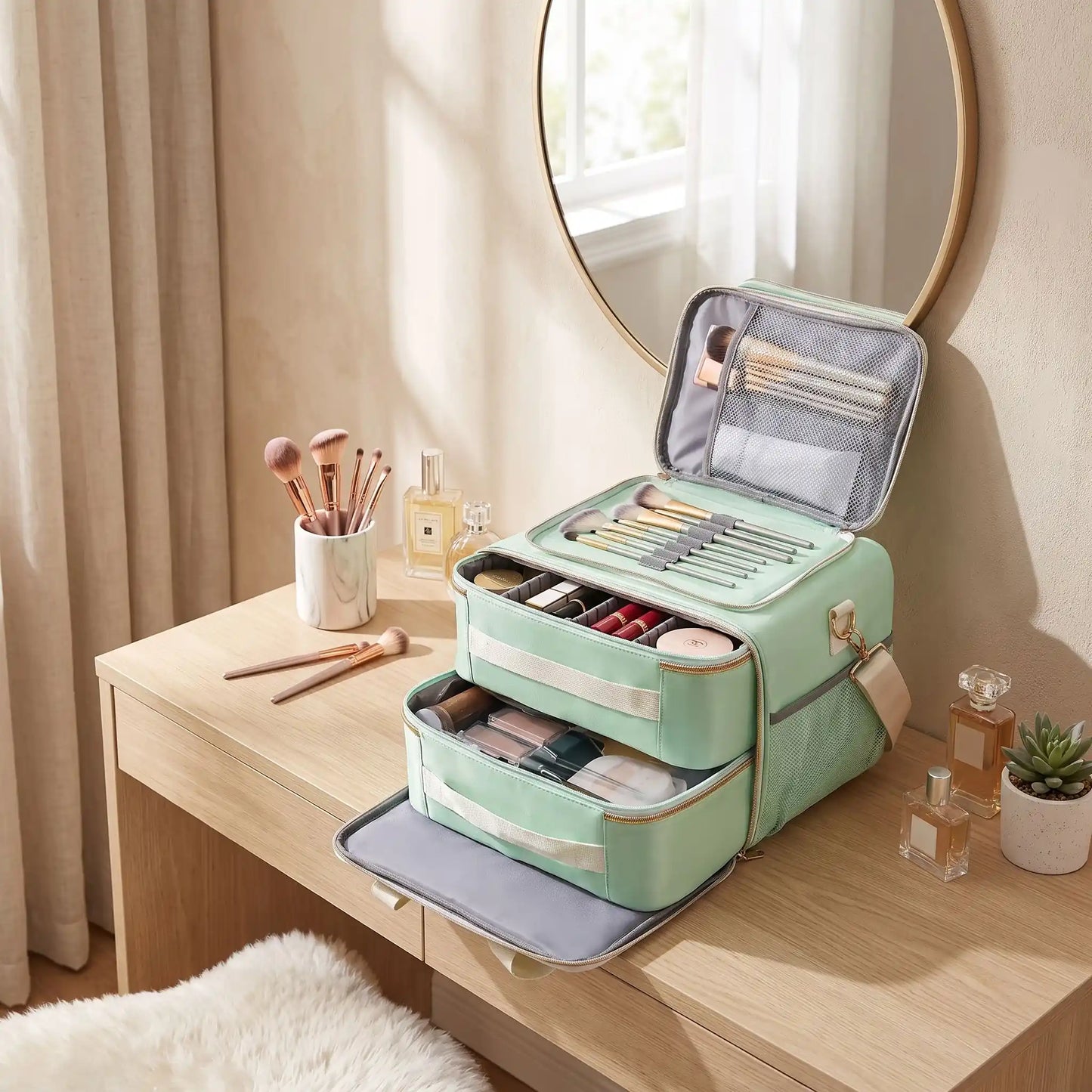vanity souple voyage femme vert