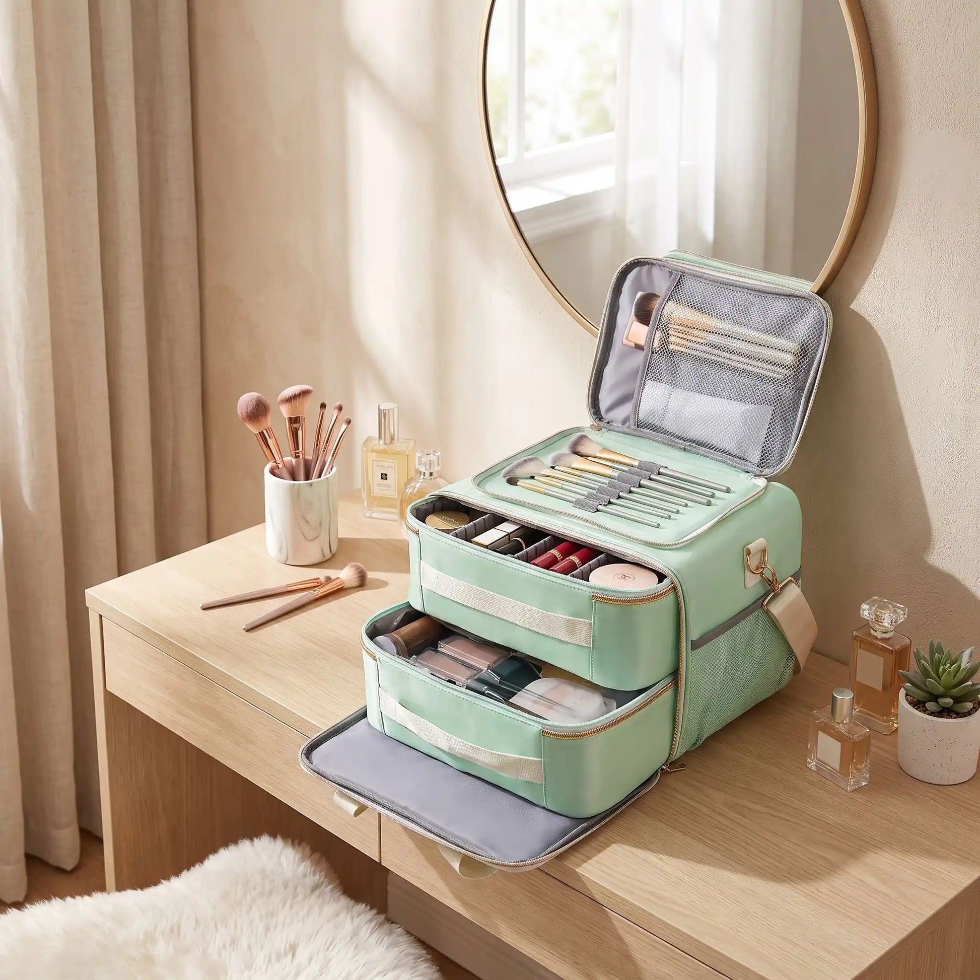 vanity souple voyage femme vert