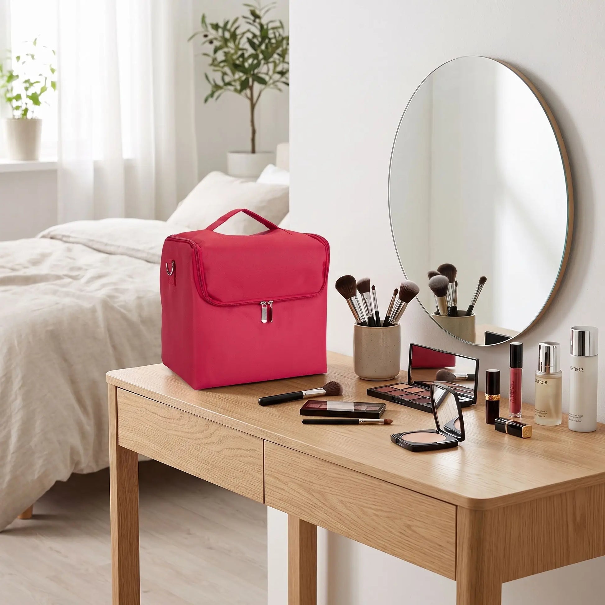 vanity voyage avion rouge femme pratique